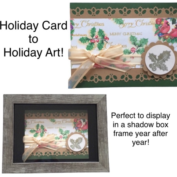 HAND CRAFTED Christmas Card Holly Berries 3D Holiday Art 5 1/2” X 4 1/4” NEW - Picture 6 of 12